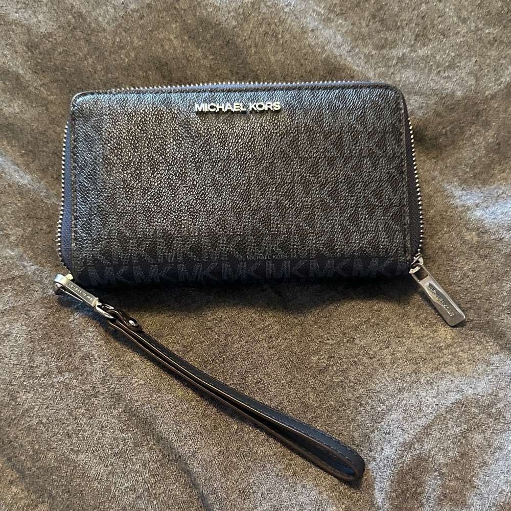 Michael Kors Charcoal Wristlet with Logo